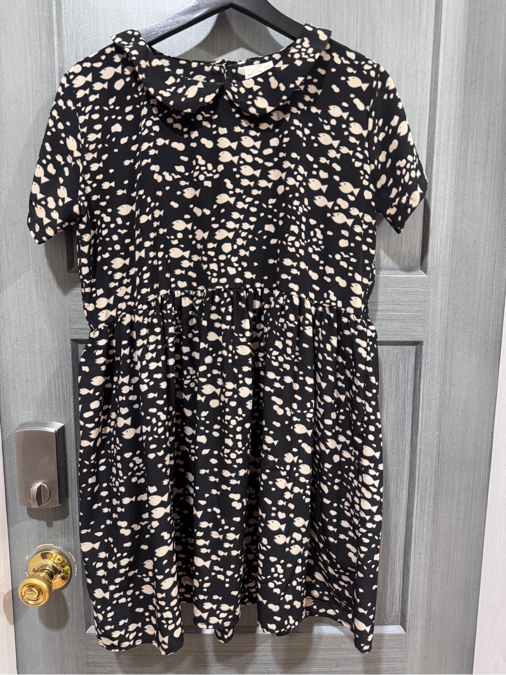 Urban Outfitters Urban Renewal Dress with Cream Spot Print and Peter Pan Collar